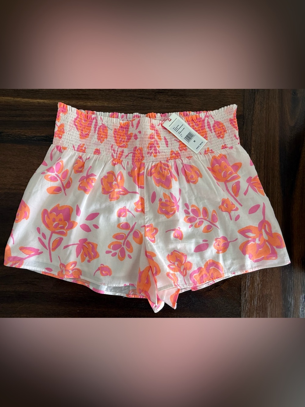 Vineyard Vines Pink Orange Floral Smocked Shorts Women’s Medium